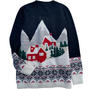 圣诞款减龄毛衣雪花雪景圆领洋气复古坏丫头大码女装2024冬2745