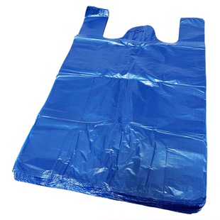 蓝色加厚果蔬购物袋小号方便袋马夹袋手提式塑料袋大号搬家收纳袋