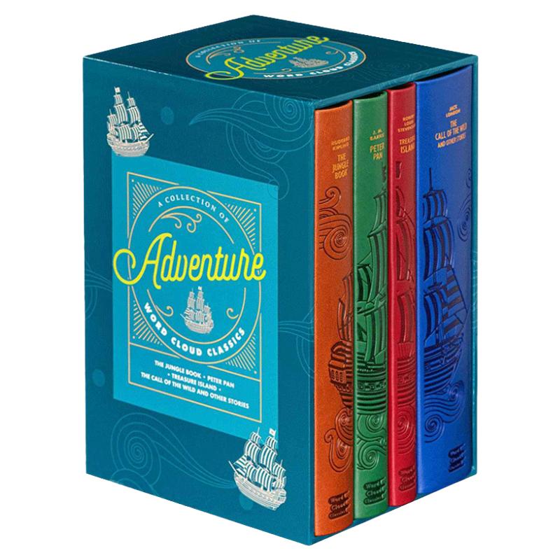 Adventure Word Cloud Boxed Set 软精装皮质封面词云经典冒险主题文学作品合集 丛林故事 小飞侠 金银岛 野性的呼唤
