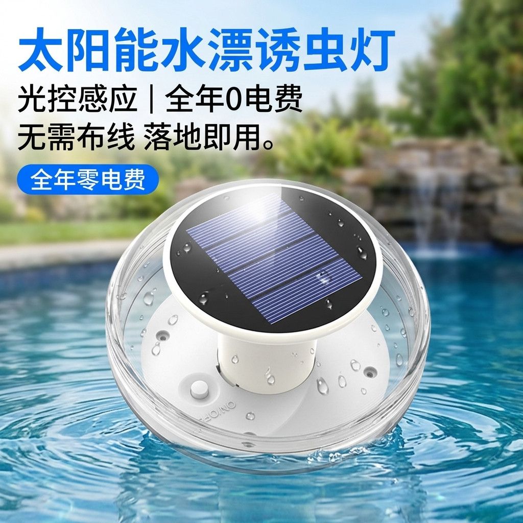 池塘太阳能诱虫灯太阳能鱼塘诱虫灯池塘灯泳池喷泉潜水灯太阳能灭