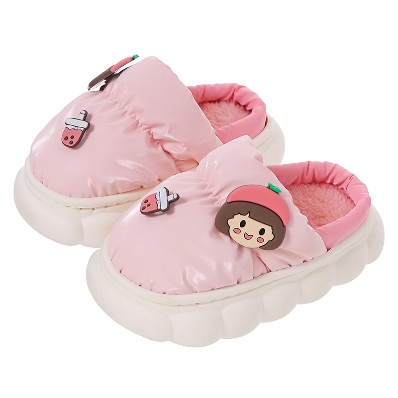儿童棉鞋秋男童冬季居家防水保暖加绒防滑女孩宝宝女童棉拖鞋可爱