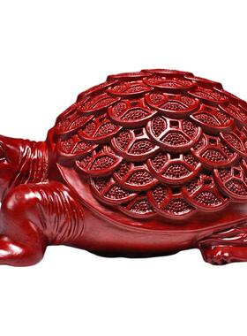 木质铜钱龙龟摆件客厅装饰工艺品