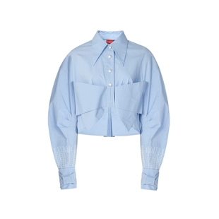 【白鹿、金亚荣同款】lefame拉飞姆闪钻蝴蝶结短上衣衬衫女