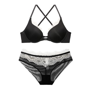 前扣聚拢内衣女冬小胸性感蕾丝收副乳防下垂胸罩纯欲上托文胸套装