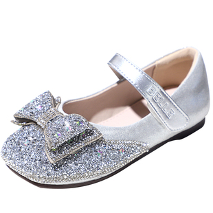 百丽童鞋女童公主鞋秋季新款小女孩水晶鞋儿童皮鞋软底宝宝单鞋子