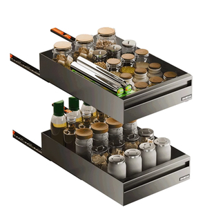 厨房抽拉式置物架橱柜内抽屉式拉篮深柜储物盒收纳盒下水槽收纳