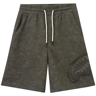 SprayGround2026夏款贴布鲨鱼嘴短裤男美式工装宽松五分裤中裤子