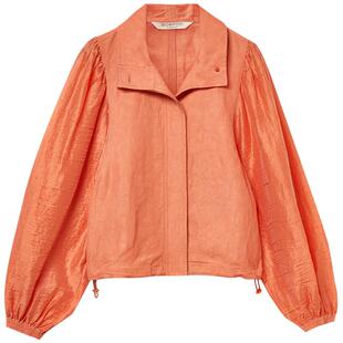 EXCEPTION例外女装春秋拼接撞料亚麻短外套百搭休闲显瘦上衣女