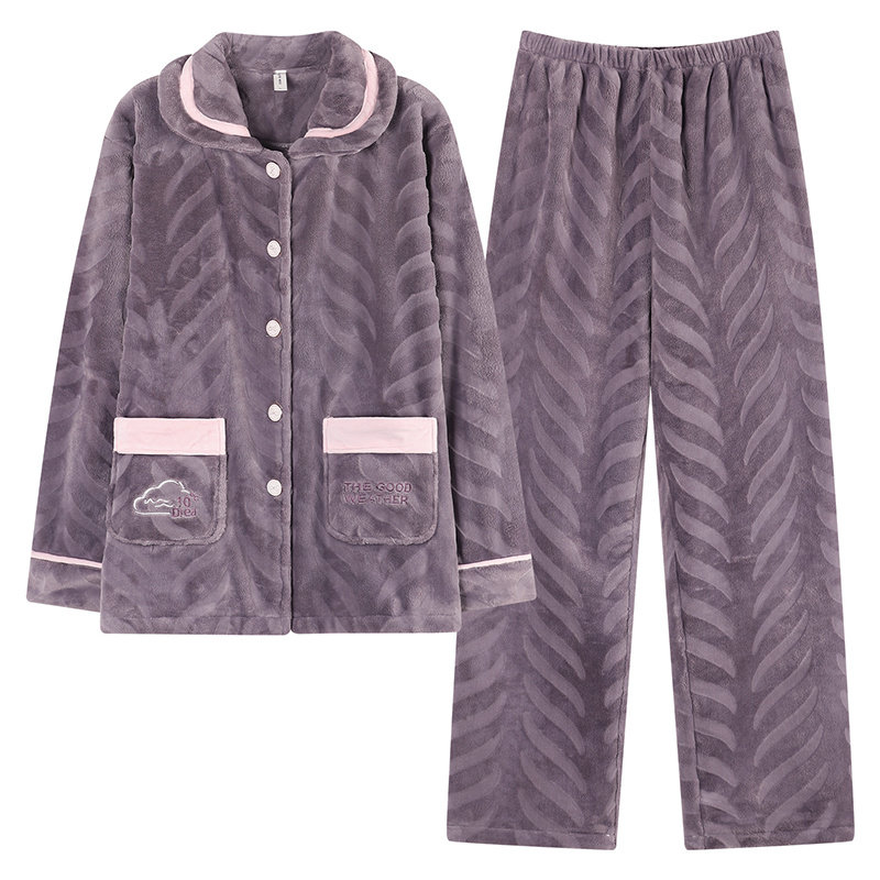 浪莎女士珊瑚绒加厚保暖家居服
