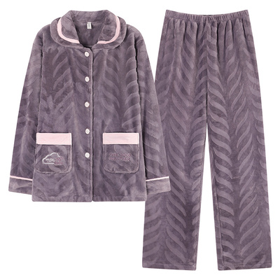 浪莎女士珊瑚绒加厚保暖家居服