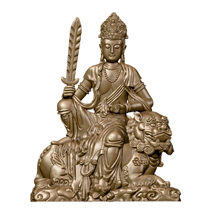 简修行普贤文殊菩萨像摆件青狮坐像精致迷你小号雕像茶空间装饰品