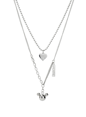 双层叠戴字母爱心项链嘻哈