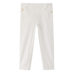 安奈儿童装女童裤子春新款休闲时尚米白牛仔裤透气弹力潮流