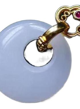 衣锦媚行 925银镀金镶和田玉平安扣吊坠新中式吊坠新款简约国风