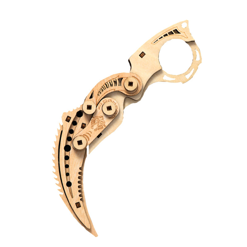 木制拼装蝴蝶折叠刀CSgo变形军工刀diy手工立体拼图木质拼装模型