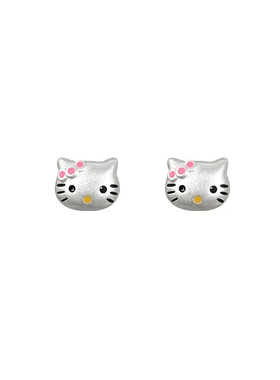 s999纯银针可爱猫咪耳钉女