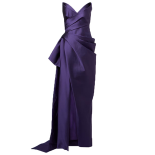 走秀红毯舞台装表演出服高端大气主持人颁奖晚会年会晚礼服长裙紫