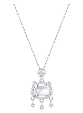 「招财猫平安锁」S999纯银项链