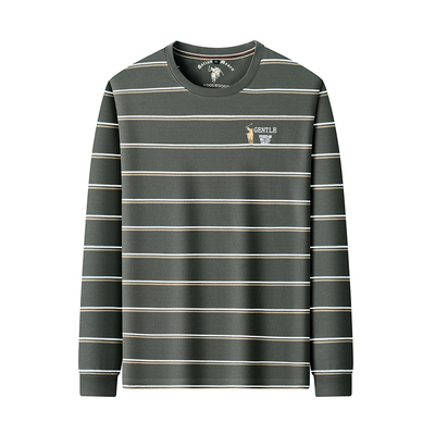 保罗男士圆领丝光棉长袖T恤