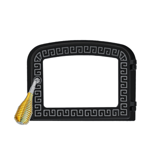 新款壁炉门耐高温玻璃面包窑炉门精美花纹时尚复古拱形铸铁火炉门