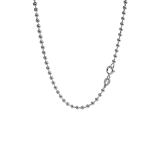 纯银圆珠项链S925银项链女高端毛衣链长款男士无吊坠银链子素链粗