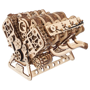 UgearsV8发动机模型可启动八缸引擎拼装积木玩具男生DIY手工礼物