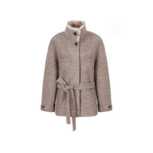 范洛FanoStudios范洛Fano 松弛质感70绵羊毛蓬松杂驼拼毛领单面呢外套女大衣冬季