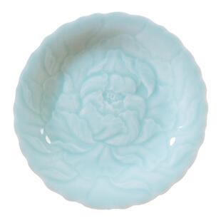 龙泉青瓷 花边牡丹盘陶瓷家用菜盘子9寸手工餐盘深盘平圆盘饺子盘