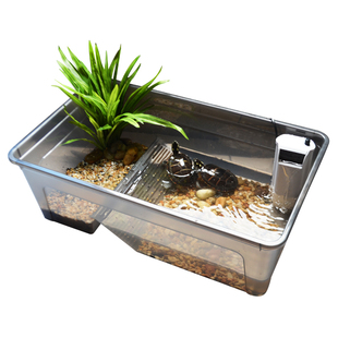 乌龟缸带晒台中型特大型别墅水陆缸家用巴西草龟鳄龟养龟的专用缸