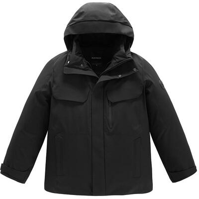 太平鸟男装 户外羽绒服男冬季黑色工装口袋防寒服连帽保暖外套男