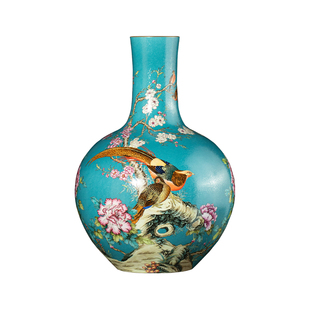 宁封窑锦堂富贵天球瓶景德镇陶瓷客厅玄关乔迁礼品中式家居摆件