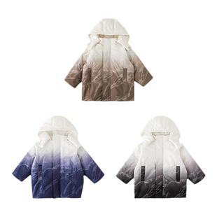 幼悠渐变印花男童连帽羽绒服2025冬季新款儿童加厚保暖防风外套潮