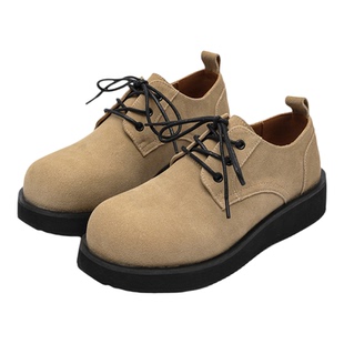 米奇德比鞋男款美式英伦风大头工装鞋圆头翻毛皮复古通勤休闲皮鞋