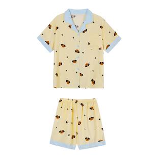 馨帮帮Homedress 夏季新款卡通小狗印花睡衣女套装短袖短裤家居服