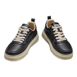 红蜻蜓男鞋秋季新款美式复古皮面板鞋男厚底增高百搭休闲鞋运动鞋