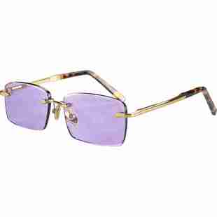 紫水晶眼镜高端水晶石太阳镜清凉养目东海石头镜时尚无框老人正品