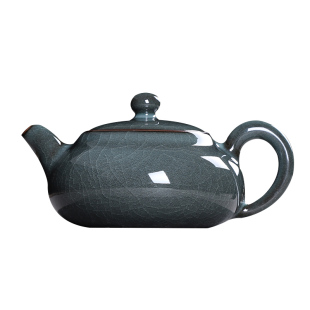 青瓷手工泡茶壶单壶陶瓷功夫茶具套装哥窑铁胎冰裂一壶两二杯家用