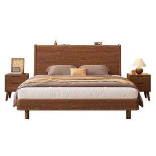 实木床1米8双人床现代简约橡胶木1米5大床家用主卧出租房用单人床