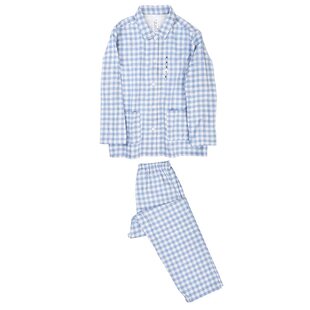 原单品质睡衣女双层纱布纯棉长袖春秋夏薄款男情侣格子家居服