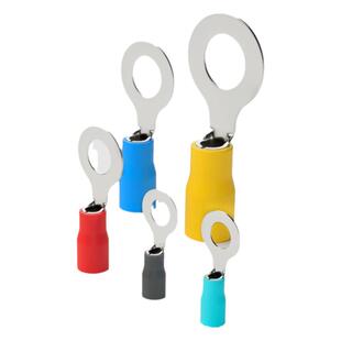 RV接线端子圆形线鼻子预绝缘冷压端子压线耳O型铜鼻子电线接头铜