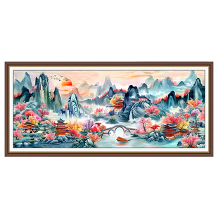 2025新款桃源仙境十字绣客厅高级感大气风景画手工自己绣大幅刺绣