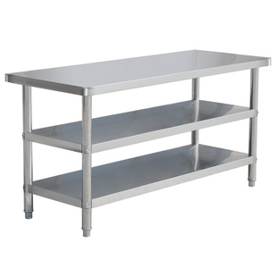 双层不锈钢工作台厨房操作台案板三层加厚不锈钢桌子打包台打荷台