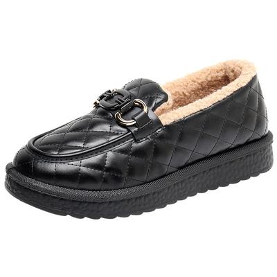 厚底乐福鞋加绒保暖豆豆鞋一脚蹬