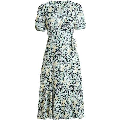 红袖outlets法式连衣裙hopeshow夏季新款女装高腰碎花雪纺裙