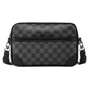 Cnoles Katbee2025新款男士单肩包时尚斜挎包男小方包休闲格子包