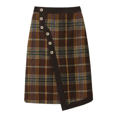 WhyBerry复古格纹半身裙