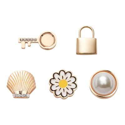 Mkop洞洞鞋配饰金属珍珠钥匙鞋花