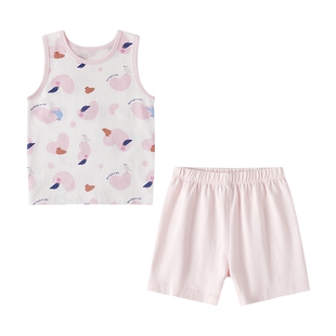 丽婴房【安心棉】2026夏季男女童纯棉A类家居服儿童睡衣背心套装