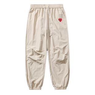 查尔斯桃心 裤子男款夏季薄款冰丝速干宽松束脚休闲长裤九分裤9