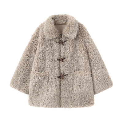 CUBIC牛角扣立领环保皮草